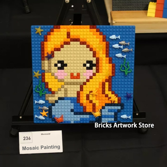 DIY Pixel Art Blocos de Construção para Meninas, Mosaico Pintura Pop,  Figuras Sereia, Presentes Criativos, Baseplate